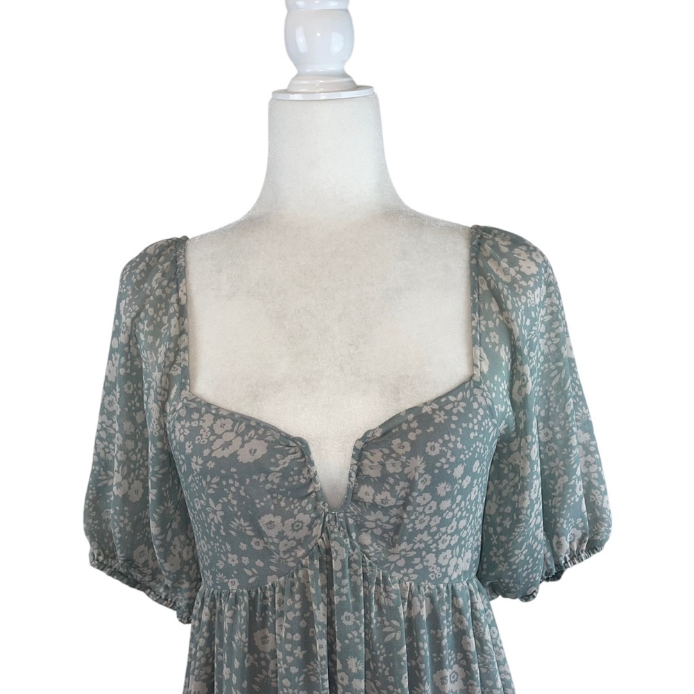 Saltwater Luxe Women's Green Arden Midi Dress In Dove Antique Floral Sz. S - Picture 6 of 11